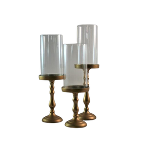 Table <b>Hurricane</b> Glass Candle Jar Holder Gold Color finished Metal and Glass Wedding Tabletop Decor Centerpiece <b>Hurricanes</b> Holder - Product Image 4