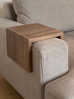 Plateau de canapé en bois massif EFS, finition naturelle, couleur et forme personnalisables, installation facile, accessoires multifonctionnels pour le salon