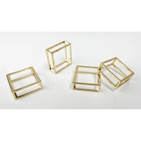 Ronds de serviette carrés creux élégants en métal, accessoires de table pour mariages et fêtes, ronds de serviette modernes et minimalistes en métal