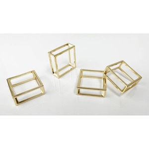 Ronds de serviette carrés creux élégants en métal, accessoires de table pour mariages et fêtes, ronds de serviette modernes et minimalistes en métal - Product Image 4