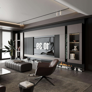 خزانة تلفزيون عصرية بسيطة ومتينة باللون الأبيض، تصميم متعدد الاستخدامات مصنوع من الخشب المضغوط MDF والخشب الرقائقي لغرفة المعيشة والأثاث المنزلي - Product Image 1