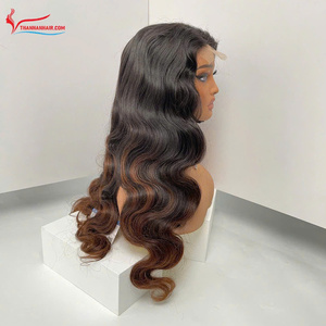 Vietnamese wigs hair extension <b>body</b> <b>wave</b> Ombre colors Customize size and length closure wig 6x6 HD lace middle part - Product Image 3