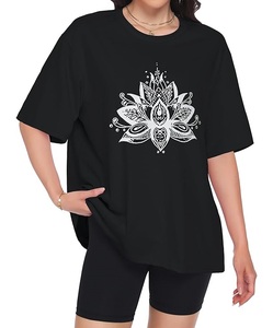 T-shirt femme en coton 100% imprimé, manches courtes, col rond, épaules tombantes, confortable, coupe ample, vente en gros, Bangladesh - Product Image 2