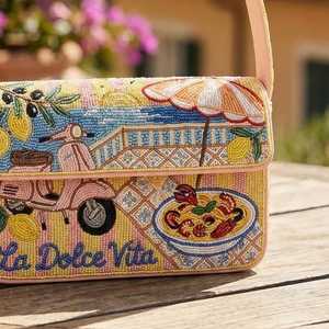 Bolso de Hombro Artesanal con Cuentas, Lentejuelas y Borlas, con Cierre de Cremallera, para Playa, Estilo Castillo de Arena, Bolso de Verano Costero - Product Image 2
