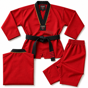 Uniforme de Taekwondo de Alta Calidad, Dobok con Cuello en V, Poliéster y Algodón, Ligero, Transpirable, Duradero, de Secado Rápido, Traje de Entrenamiento para Niños - Product Image 4
