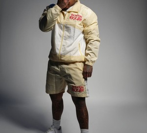 2026 Custom Light Weight Nylon <b>Tracksuit</b> Windbreaker Short Set Reflective Zip Up Nylon <b>Polyester</b> Contrast Windbreaker Short Set - Product Image 1