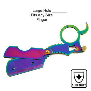 Navaja de afeitar de anillo para dedo, de acero inoxidable, color arcoíris, para depilación, barbería y salón, cuchillo de afeitar recto, para el cuidado masculino, venta al por mayor - Product Image 2