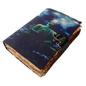 Leather Printed Journal Notebook Handmade Buddha Print Design Vintage Deckle Edge Paper Journals For Men And Women - Craft Unlin - Product Image 5
