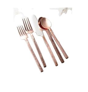 Juego de Cubiertos de acero inoxidable con logotipo personalizado, regalo de boda, espejo, cuchillo de cobre, cuchara, tenedor, juego de cubiertos de 4 piezas - Product Image 1