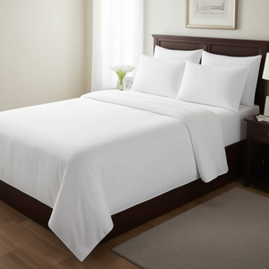 White 100% Cotton 400 TC <b>Fitted</b> Bed <b>Sheet</b> Set Plain Solid <b>Pattern</b> Twin Size for Home Hotel Use 300 TC Hospital Quality Bedding - Product Image 2