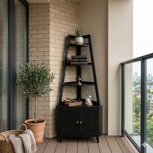 Estante de Esquina Escalonado de Pino Americano, Madera Contrachapada, Diseño Moderno y Duradero, Bordes Lisos, Mueble para Sala de Estar y Dormitorio - Product Image 5