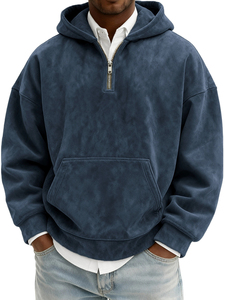 Sudadera con capucha para hombre, estilo vintage, con cremallera, lavado ácido, oversize, de forro polar, para invierno, estilo urbano - Product Image 5