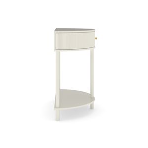 Mesa Consola Blanca Cremosa Hecha a Mano con Diseño Único de Ondas, Mesa Auxiliar con Espejo y 2 Espacios de Almacenamiento - Product Image 2