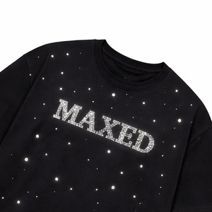 Customized logo Rhinestone Boxy Cropped High Quality Tee Men's Cotton <b>T</b>-shirt Streetwear Short Sleeve Custom Men's shirts OEM - Product Image 4