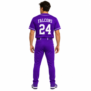 Ensemble uniforme de baseball Falcon violet pour homme adulte, personnalisable, respirant, en polyester, service OEM - Product Image 4