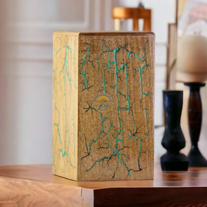 Handcrafted Wave Resin urn & Natural Wood Cremation Urn Blue Epoxy Ashes <b>Box</b> Artistic Funeral Memorial <b>Keepsake</b> by AYAANS - Product Image 3