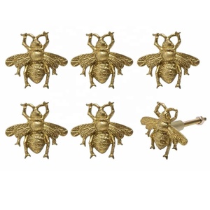 Ensemble de 6 boutons de meuble en métal de haute qualité en forme d'abeille, poignées décoratives pour portes, armoires, tiroirs et meubles de maison - Product Image 1
