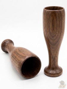 แก้วไวน์ไม้ธรรมชาติทรงเบสบอล งานแฮนด์เมดสไตล์วินเทจ ของตกแต่งบ้าน - Product Image 2