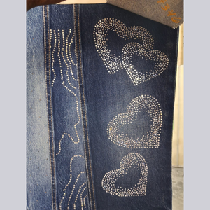 Jeans de Cintura Alta y Pierna Recta con Diseño de Puntos de Lentejuelas, Denim Deslavado, Estilo Vintage, para Mujer, Largos, Casuales, para Otoño - Product Image 4