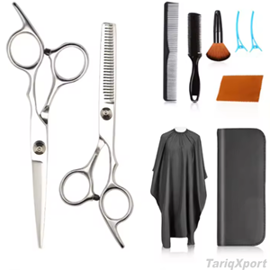 High Quality Stainless Steel Sharp Barber Thinning <b>Shears</b> Kit 6Pcs Titanium-Coated Leather Zipper Case - Product Image 6