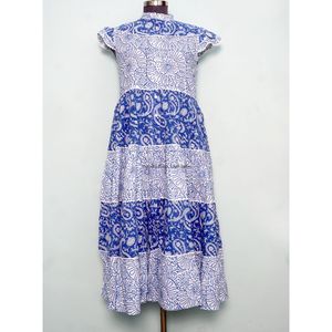 เดรสยาวฤดูร้อน แขนสั้น หลายสี ผ้าฝ้าย พร้อมเข็มขัด สไตล์เรียบร้อย คอวีผูกเชือก ด้านหน้าพิมพ์ลายดิจิทัล หวานละมุน เป็นธรรมชาติ - Product Image 1