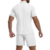 Ensemble décontracté tricoté brodé uni pour homme, chemise moderne deux pièces respirante 100 % coton et short décontracté, style urbain