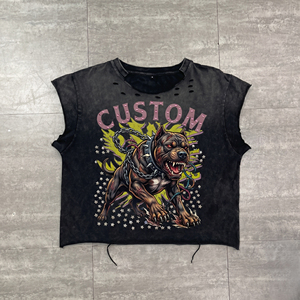 T-shirt à manches courtes pour homme, taille plus, imprimé avec des strass, style punk, tissu jersey, col rond, personnalisé - Product Image 2