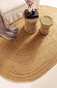 Alfombra Ovalada de Yute Trenzado Hecha a Mano al por Mayor, Reversible, de Arpillera Natural para Sala de Estar, Cocina, Entrada, Decoración del Hogar, OEM ODM - Product Image 2