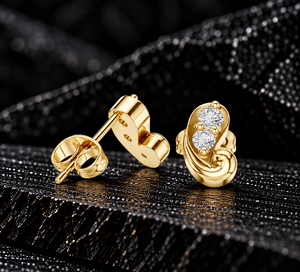 เพชรทรงกลมเพาะเลี้ยงในห้องปฏิบัติการ ทองคำแท้ 14K 18K ลายเพสลีย์ ต่างหูเพชรสองเม็ด 0.24 กะรัต DEF VVS ของขวัญวันครบรอบ เครื่องประดับชั้นดี ODM - Product Image 1