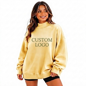 Sweat-shirt oversize à col montant uni pour femme, style streetwear, en molleton doux, coupe décontractée, épais, brodé sur mesure - Product Image 1