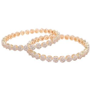 Gold Plated Alloy Rose Gold <b>Bracelet</b> With <b>Crystal</b> Rhinestone Round Cut Claw Setting Classic Women's Party Jewelry Fashion Bangle - Product Image 5