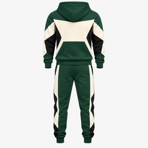 Men's Color Blocking Hooded Tracksuit Oversized Fit 100% Cotton Cargo Sweat Men's <b>Hoodies</b> & Sweatshirts Tracksuits Wholesale - Product Image 4