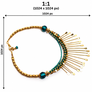 Collier statement fait main style bohème avec motif soleil doré |   Collier vintage en perles de verre turquoise et laiton pour femmes - Product Image 5