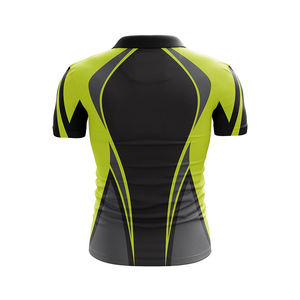 High Quality Product Men's Black Lime Green Sporty Polo <b>Shirt</b> Short Sleeve Quick Dry Knitted Regular Fit With Pattern Print - Product Image 2