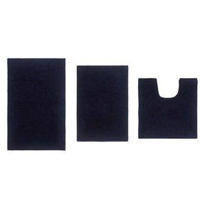 Black Cotton Bath <b>Mat</b> <b>Set</b> 3 Piece Rectangle Non Slip Rubber Backing Classic Style for Home Use - Product Image 2