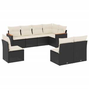 Ensemble de canapés de jardin noirs en rotin PE pour l'extérieur avec coussins en mousse haute densité, design contemporain imperméable - Product Image 4