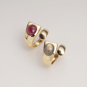 Garnet <b>Ring</b> Brass Gold Plated <b>Open</b> Band Handmade Statement <b>Ring</b> Modern Designer Bold Jewelry Adjustable Gift for Women - Product Image 6