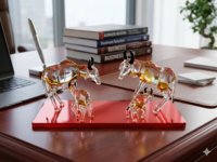 Statue de taureau de corrida en verre coloré, faite à la main et personnalisable, Art populaire religieux antique Feng Shui pour la décoration de bureau, Mini-monde en verre