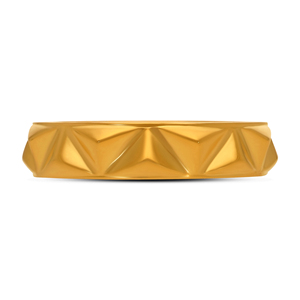 Modern Geometric <b>Gold</b> Plated Wide Band <b>Ring</b>, Bold Faceted Pattern Stainless Steel Statement Jewelry <b>for</b> <b>Men</b> - Product Image 3
