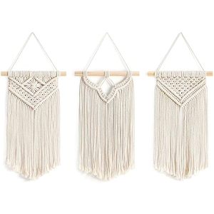 Juego de 3 Tapices de Pared de Macramé Boho Hechos a Mano, Decoración de Pared Tejida con Cuerda de Algodón, Tapiz Decorativo Hecho a Mano para Sala de Estar y Dormitorio - Product Image 4