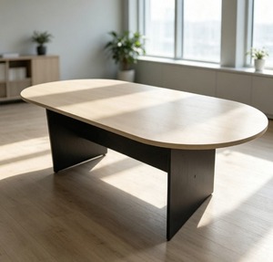 Table de conférence ovale AY, plateau en MDF, pieds en métal, design minimaliste, mobilier de bureau durable, usage commercial, 6 places, origine Chine - Product Image 1