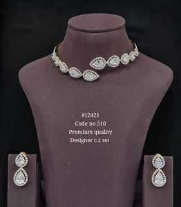 Ensemble collier et boucles d'oreilles en zircon cubique taillé perle 12421, plaqué rhodium, bijoux de mode pour femmes, idéal pour les mariages et les fêtes. - Product Image 2