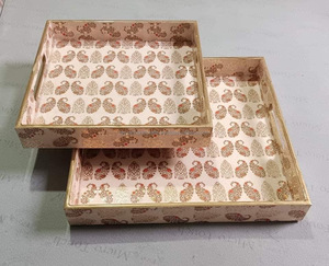 Bois avec plateau de service imprimé en émail Taille conçue sur mesure pour l'artisanat de la vaisselle par-Tayyab - Product Image 2