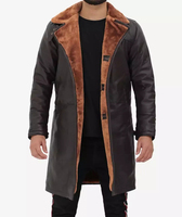 Erkek %100 Gerçek Kuzu Derisi Kaban Kışlık Shearling Uzun Kaban Şık Günlük Stil Bol Kesim Tüm Mevsimler İçin Nefes Alabilen Özellik