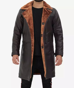 Men's 100% Real Lambskin Leather Coat Winter Shearling Long Coat Smart Casual Style Loose Fit for All Seasons Breathable Feature - Product Image 1