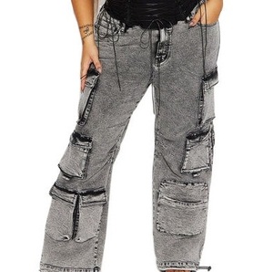 New Arrival OEM Custom <b>High</b> Quality Jeans Pants 6 Pockets Oversize Baggy Denim Jeans Street Wear Vintage Wash Cargo Pants Men - Product Image 2