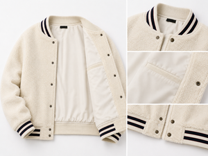 Blouson bomber beige marron écologique délavé avec logo lettre, col en V, manches classiques, fermeture éclair, décontracté, unisexe, polyester/coton - Product Image 5