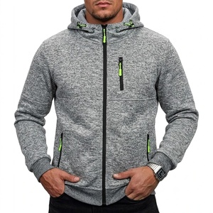 Men's Hooded Zip-Up Sweatshirt Solid Color Knitted Casual Autumn Wear Regular Fit Polyester Cotton Blend Breathable 2027 - Product Image 2