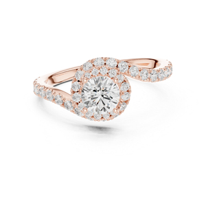 แหวนแต่งงานเพชรทรงกลมเพาะเลี้ยงในห้องปฏิบัติการ ทองคำ 14K สีเหลือง สำหรับผู้หญิง |   เพชรที่เพิ่งเพาะเลี้ยง - Product Image 2