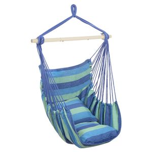Sedia sospesa in tela di cotone blu distintiva con comodi cuscini - Product Image 3